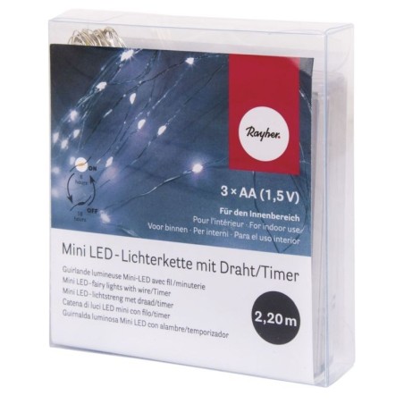 Mini LED-Lichtsnoer met timer 20 LED's  wit
