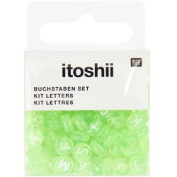 Letter mix, round, light green, 165 pcs, 5 x 7 mm
