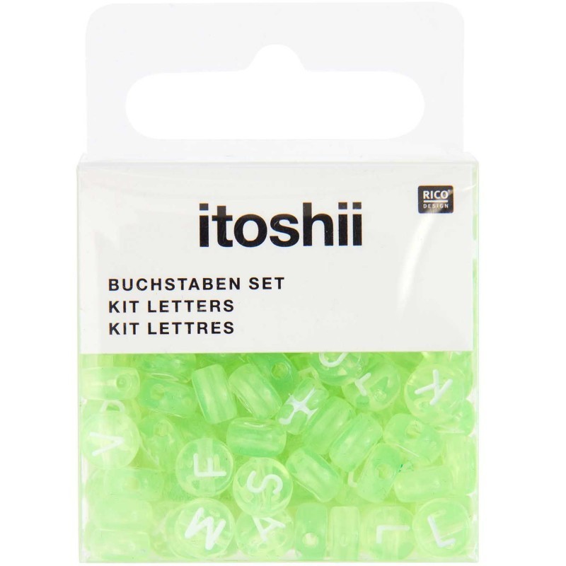 Letter mix, round, light green, 165 pcs, 5 x 7 mm