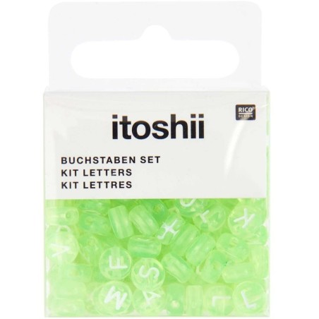 Letter mix, round, light green, 165 pcs, 5 x 7 mm