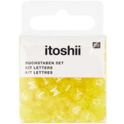 Letter mix, round, yellow, 165 pcs, 5 x 7 mm