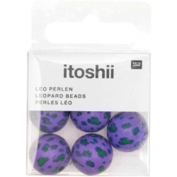 Acid Leo beads, lilac, 6 pcs,  16 mm, 2 mm hole