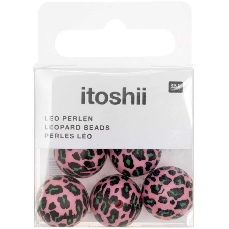 Acid Leo beads, rose, 6 pcs,  16 mm, 2 mm hole