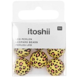 Acid Leo beads, yellow, 6 pcs,  16 mm, 2 mm hole