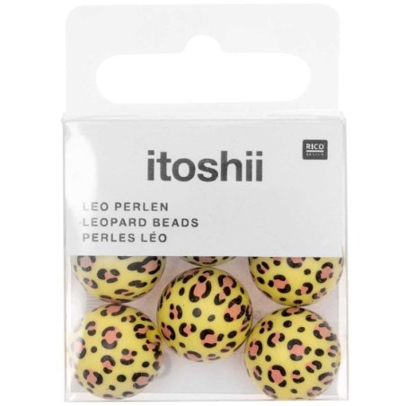 Acid Leo beads, yellow, 6 pcs,  16 mm, 2 mm hole