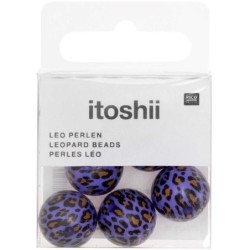 Acid Leo beads, purple, 6 pcs,  16 mm, 2 mm hole