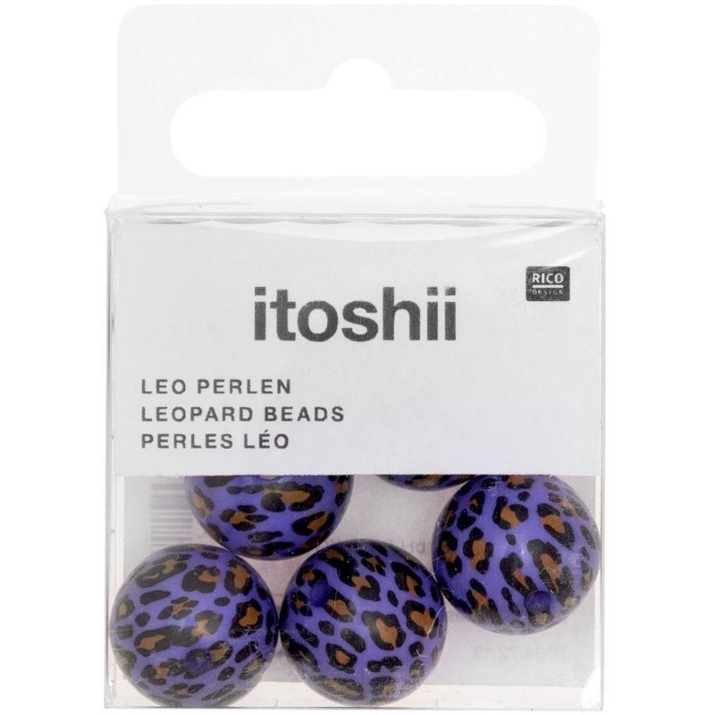 Acid Leo beads, purple, 6 pcs,  16 mm, 2 mm hole