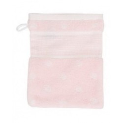 DH Washandje roze + witte bollen