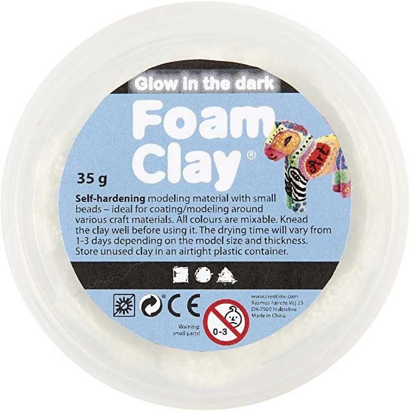 Foam Clay 35gr.  wit met glow in the
