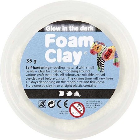 Foam Clay 35gr.  wit met glow in the