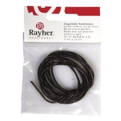Ronde veter van geitenleer, 1,5 mm  zwart