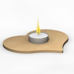 MDF hart voor theelichtje 14 x14 cm