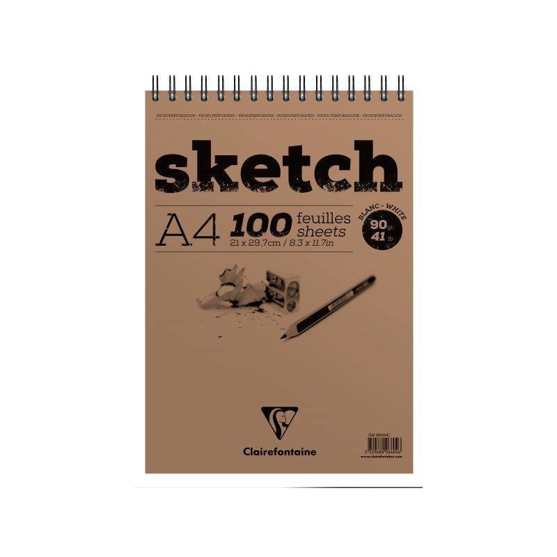 Spiraalblok Sketch A4 100F 90g wit