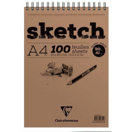 Spiraalblok Sketch A4 100F 90g wit