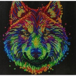 Crystal Art Kit Colourful Wolf, 30x30cm