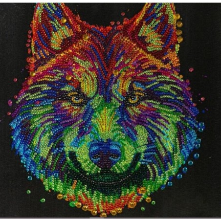 Crystal Art Kit Colourful Wolf, 30x30cm