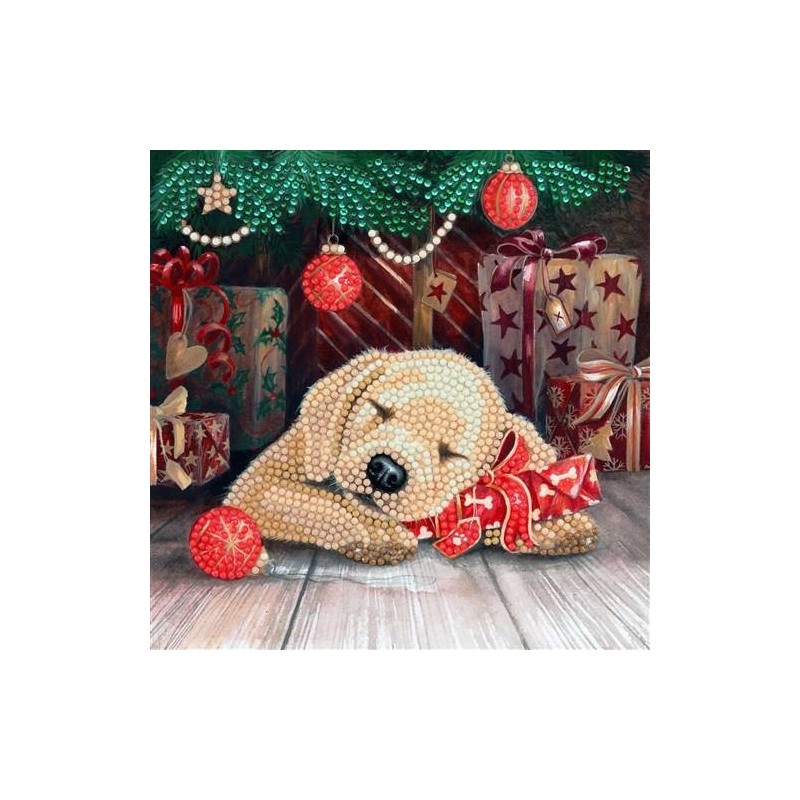 Crystal Art Kit Sleepy Puppy, 18x18cm Crystal Art
