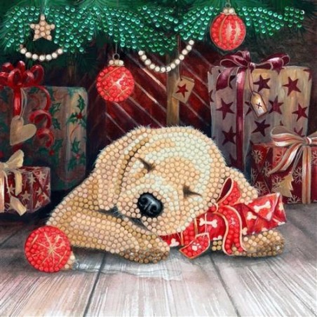 Crystal Art Kit Sleepy Puppy, 18x18cm Crystal Art