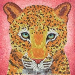 Crystal Art Card Kit.Rise luipaardpup 18x18cm