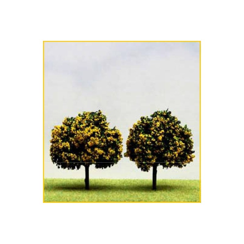 Boom Decor 2 fruitbomen 7cm geel bloeiend