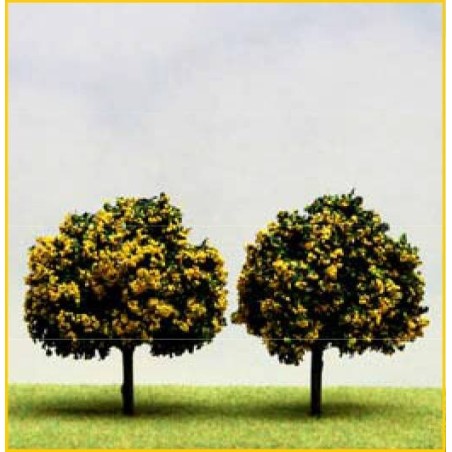 Boom Decor 2 fruitbomen 7cm geel bloeiend