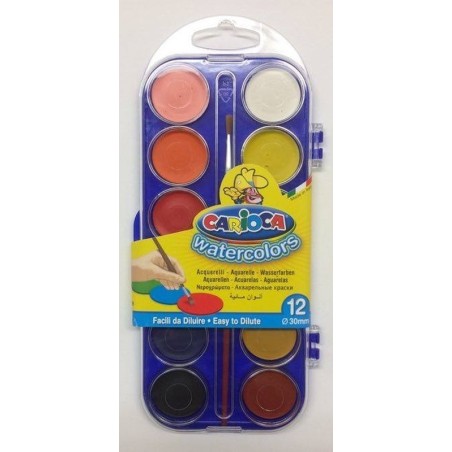 WATERCOLOR plastic case 12 pcs diam.30mm