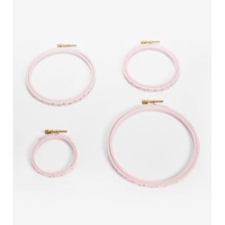 Borduurring met bloemetjes PINK 15,5cm / ST
