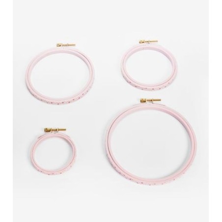 Borduurring met bloemetjes PINK 15,5cm / ST