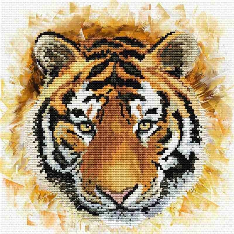 Voorbedrukt kruissteekpakket Tiger charge