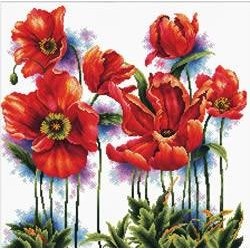Voorbedrukt kruissteekpakket Lovely Poppies