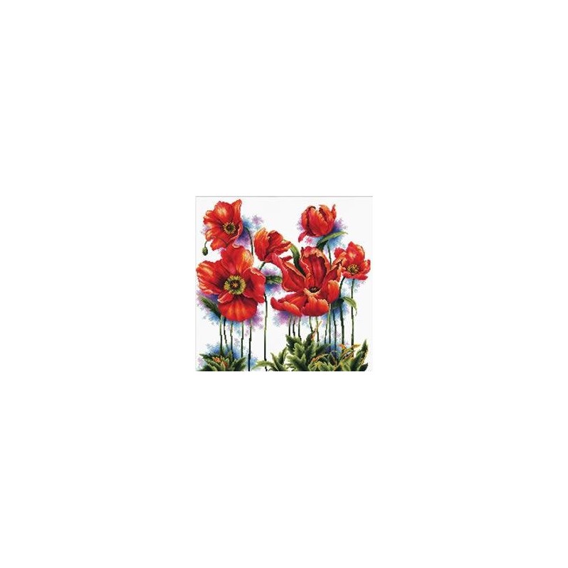 Voorbedrukt kruissteekpakket Lovely Poppies