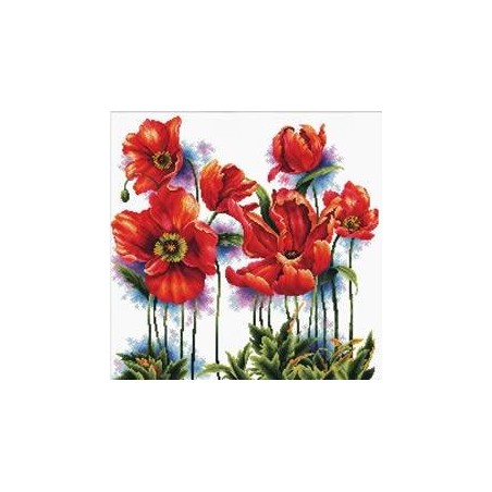 Voorbedrukt kruissteekpakket Lovely Poppies