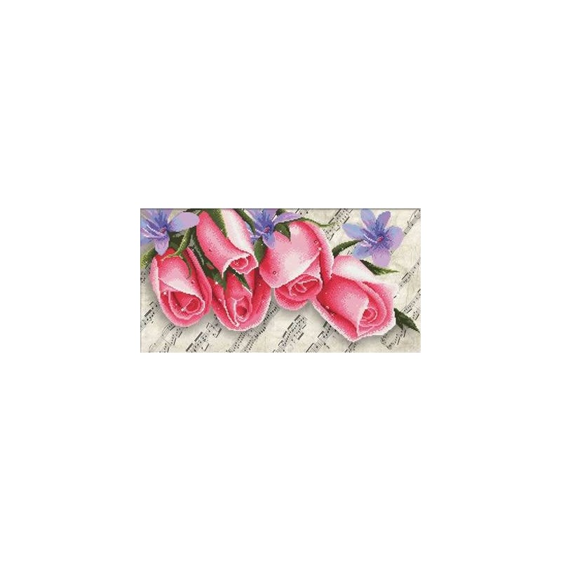 Voorbedrukt kruissteekpakket Pink Roses