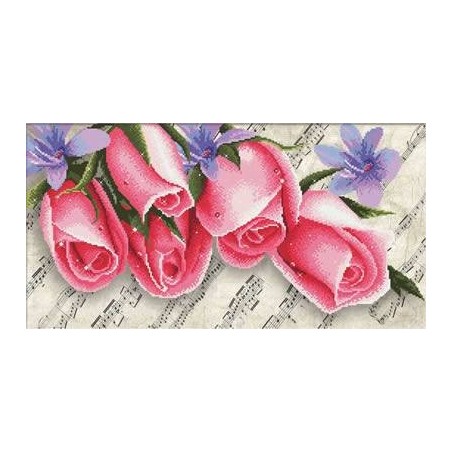 Voorbedrukt kruissteekpakket Pink Roses