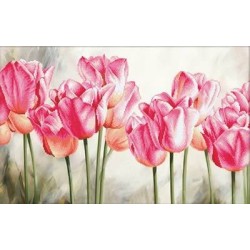 Voorbedrukt kruissteekpakket Pink Tulips