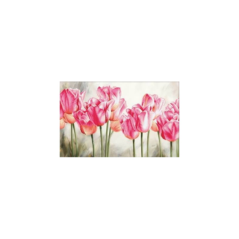 Voorbedrukt kruissteekpakket Pink Tulips