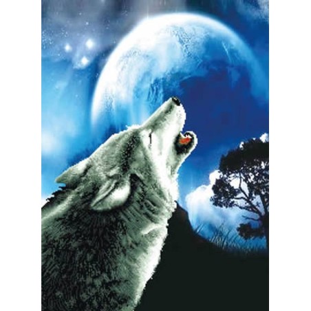Voorbedrukt kruissteekpakket Howling Wolf