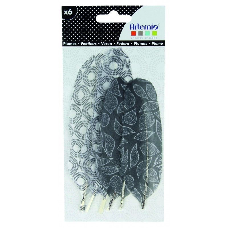 Pluimen 6 FEATHERS BLACK&WHITE