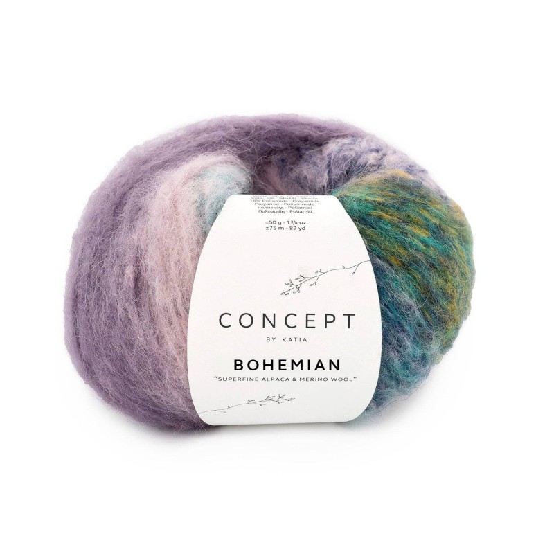 BOHEMIAN 202 Mauv-Kauwgom roze-Blauw-Oker 50