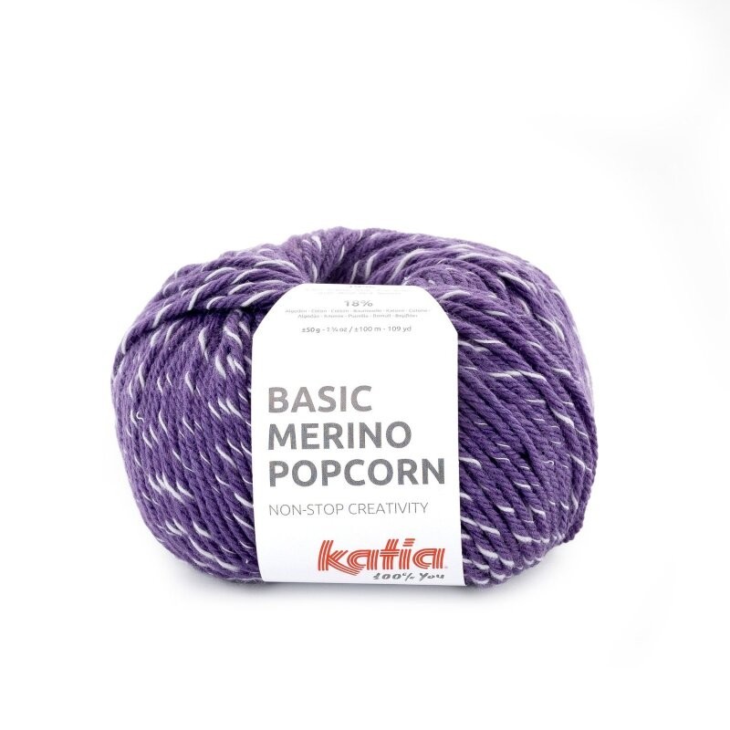 BASIC MERINO POPCORN 100 violeta/blanco 50gr.