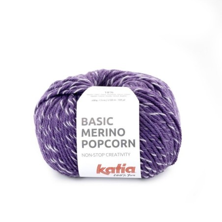 BASIC MERINO POPCORN 100 violeta/blanco 50gr.