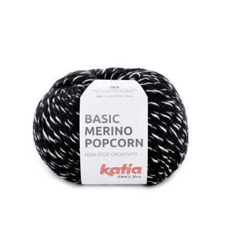 BASIC MERINO POPCORN 102 negro/blanco 50gr.