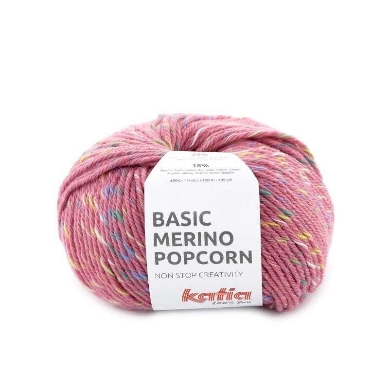 BASIC MERINO POPCORN 200 rosa/multicolor 50gr.