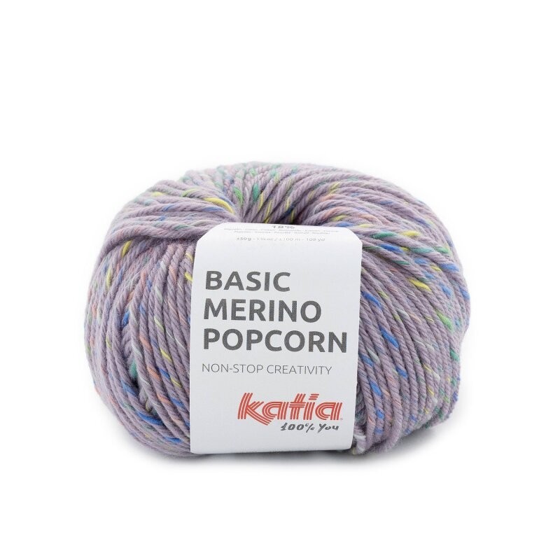 BASIC MERINO POPCORN 201 lavanda/multicolor 50gr.