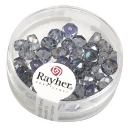 Glas-facetkr.wieltje 6x3 40st blauwgrijs