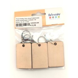 Houten sleutelhangers rechthoek / 3st