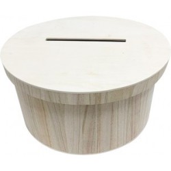 Houten ronde doos met gleuf 30x15cm