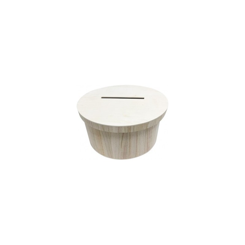 Houten ronde doos met gleuf 30x15cm