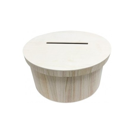 Houten ronde doos met gleuf 30x15cm