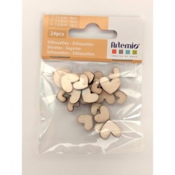 BAG OF 24 MINI WOODEN HEARTS